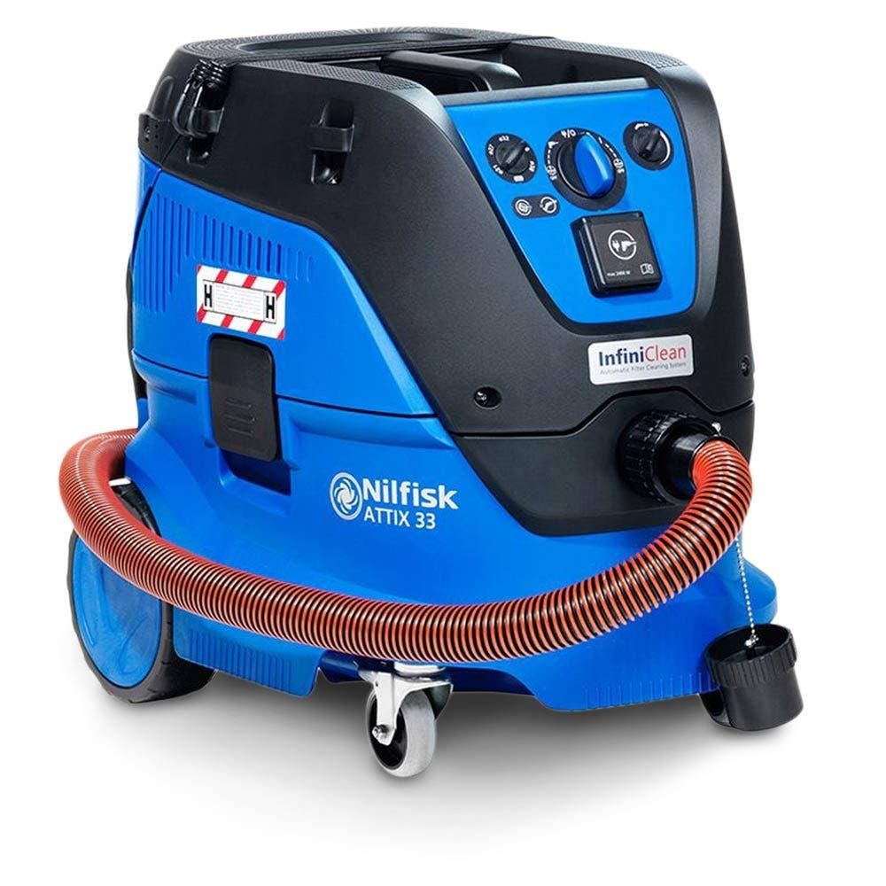 Aspirateur industriel Nilfisk ATTIX 33 H bleu, avec son flexible