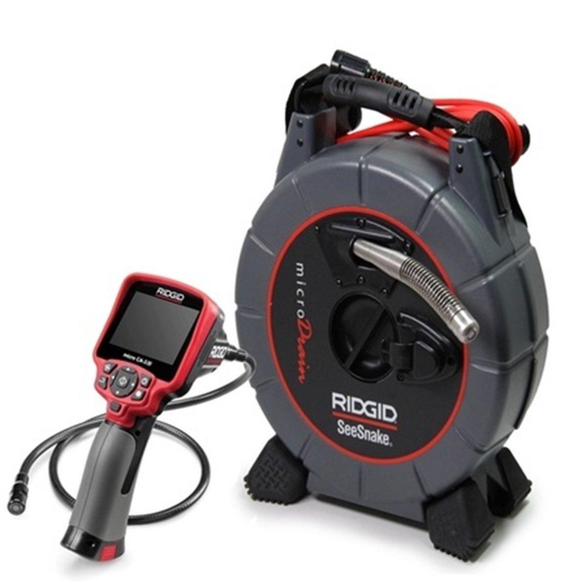 Enrouleur Ridgid SeeSnake microDrain et écran portable, vue de face