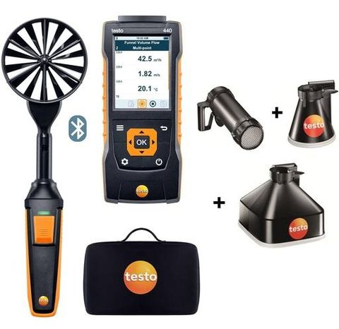 Kit Testo 440 : appareil, sonde à hélice, cônes de mesure et mallette de transport